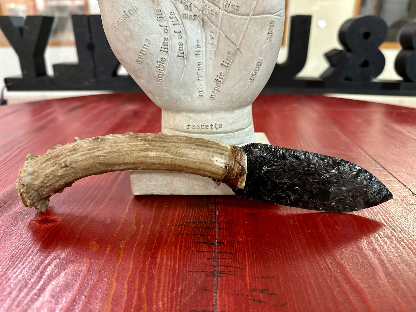 Antler Handle Obsidian Knife #1