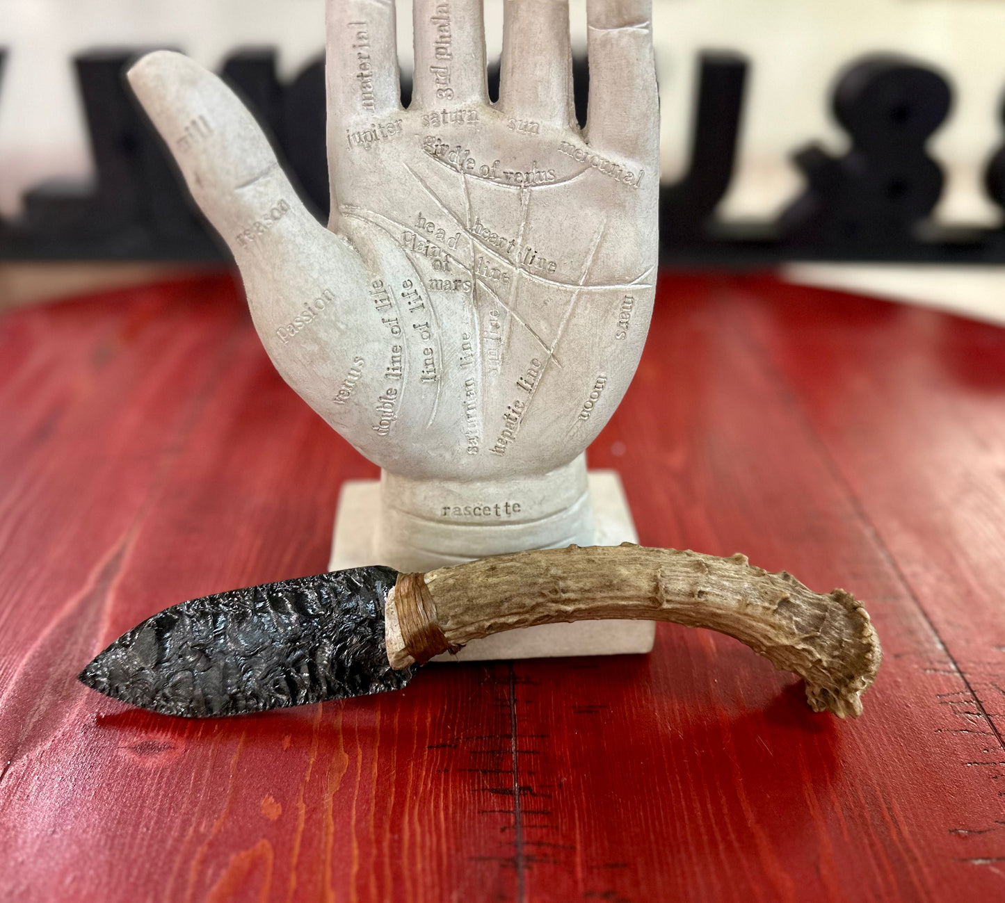 Antler Handle Obsidian Knife #1