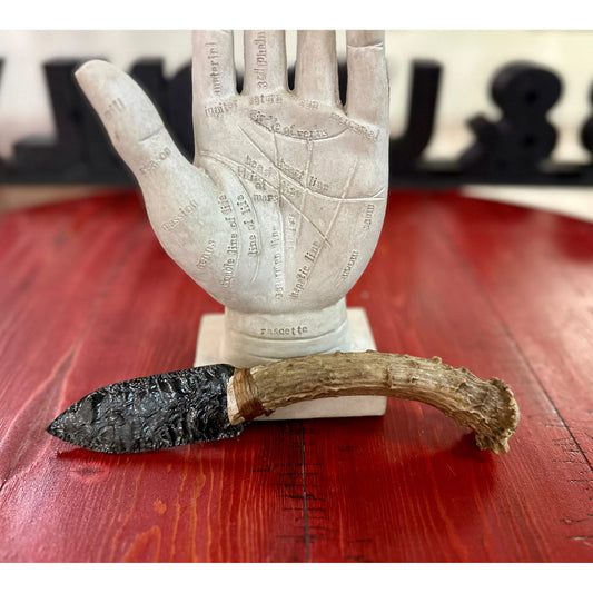 Antler Handle Obsidian Knife #1