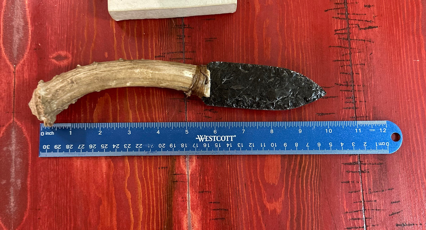 Antler Handle Obsidian Knife #1