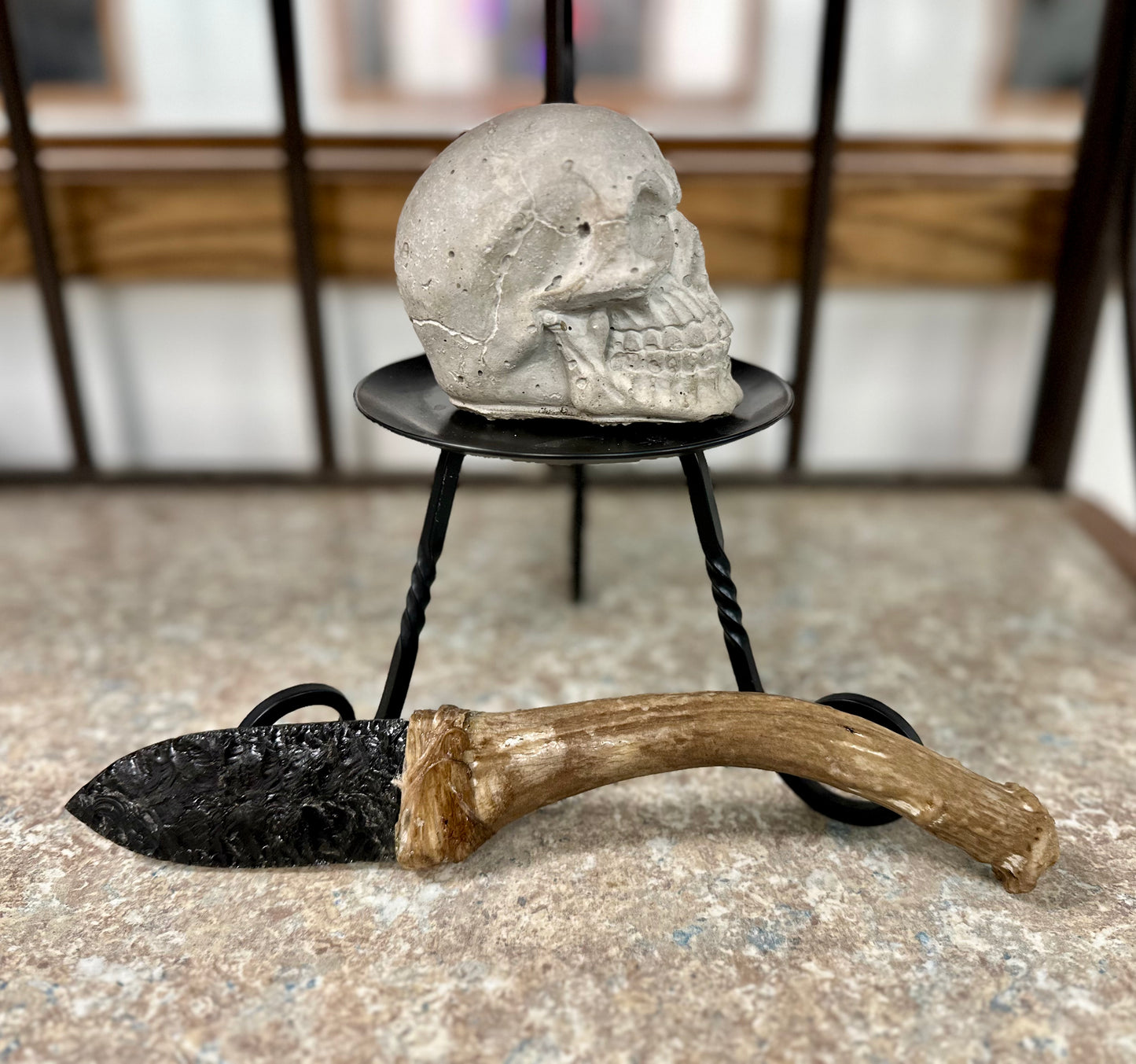 Antler Handle Obsidian Knife #2