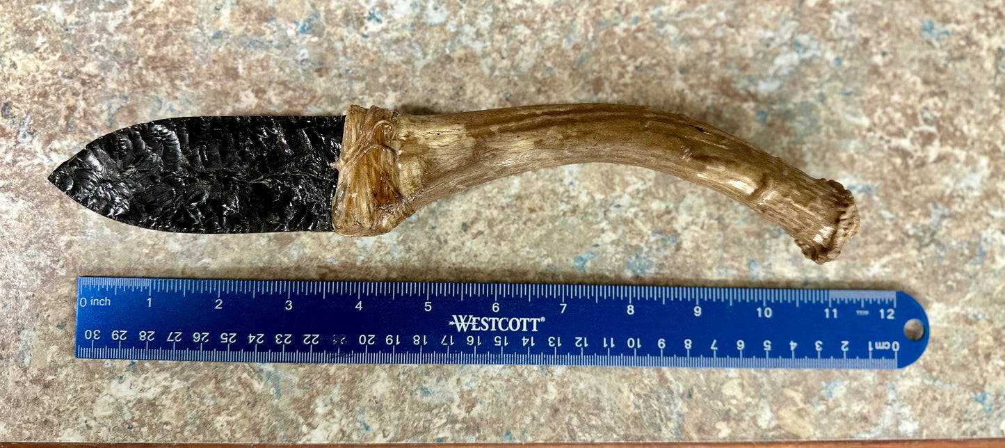 Antler Handle Obsidian Knife #2