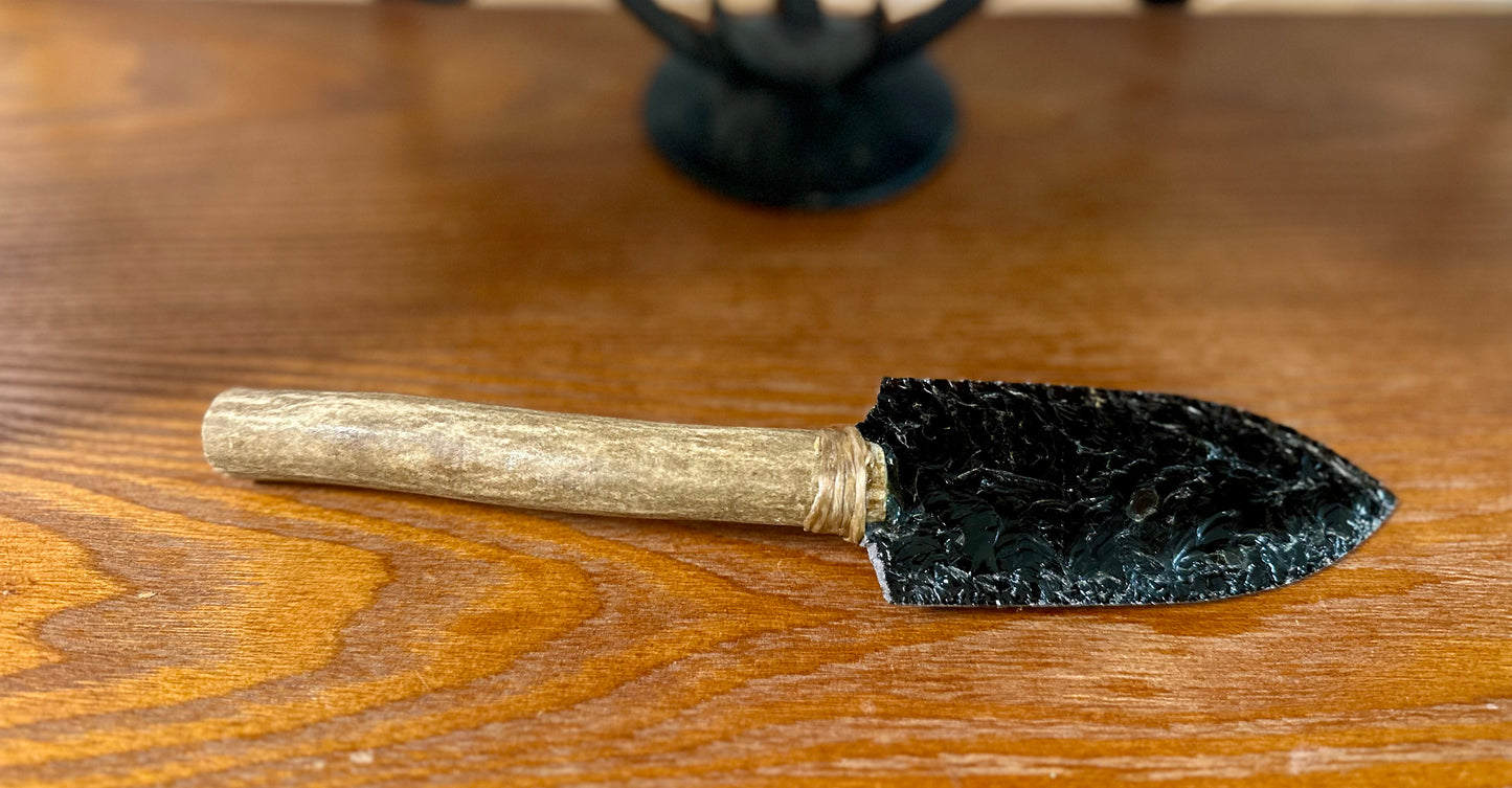 Antler Handle Obsidian Knife #3