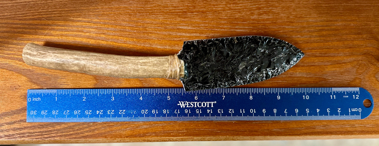 Antler Handle Obsidian Knife #3