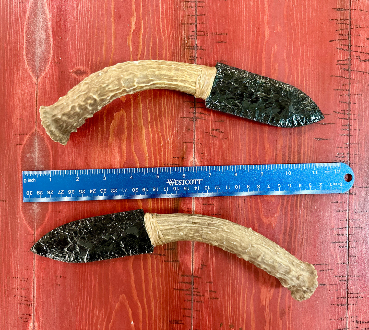 Antler Handle Obsidian Knife Twins