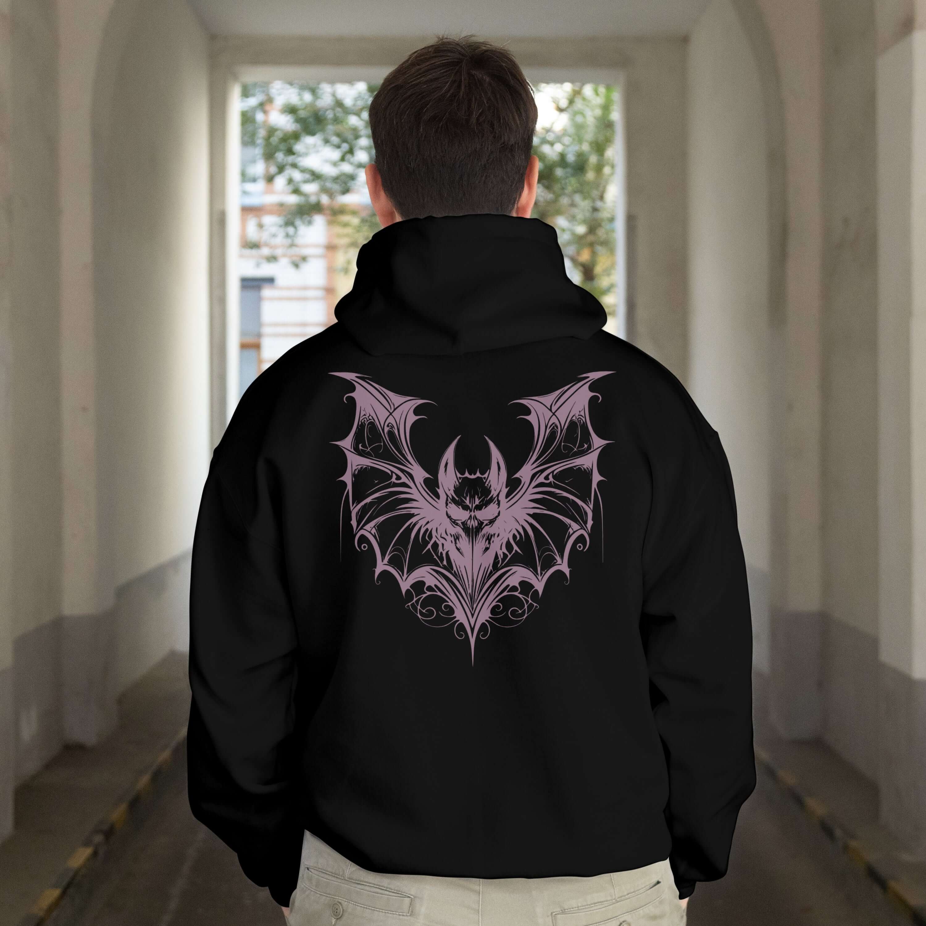 lifestyle -Heavyweight 13 oz Hoodies & Graphic Tees -back view of Hoodie