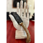 Close Up - Front View antler handle obsidian knife collectible -1