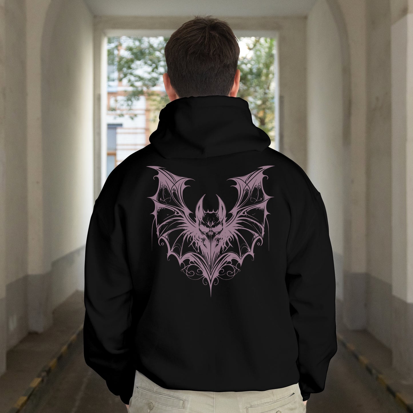 The Gothic Bat Heavyweight Hoodie  13 Oz