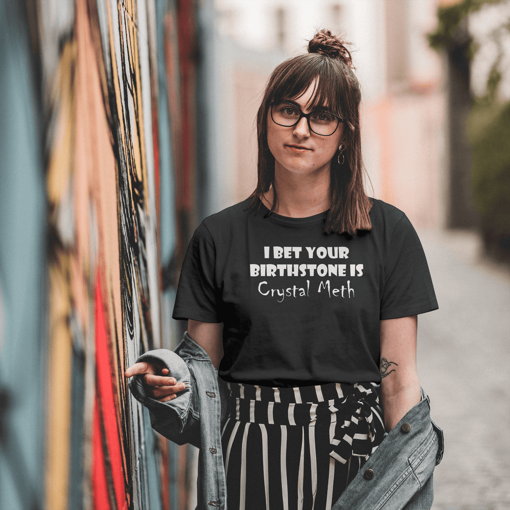 Lifestyle -lady wearing Black 100% Cottom Premium DTF Print