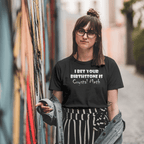 Lifestyle -lady wearing Black 100% Cottom Premium DTF Print