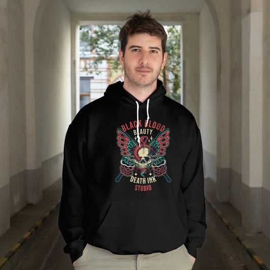 Black Blood Ink Heavyweight Hoodie  13 Oz