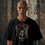 Lifestyle Front view Black Ink tattoo t-shirt