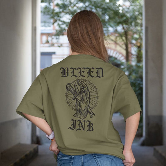 Bleed Ink T-Shirt (Sage Shirt with Black Print)