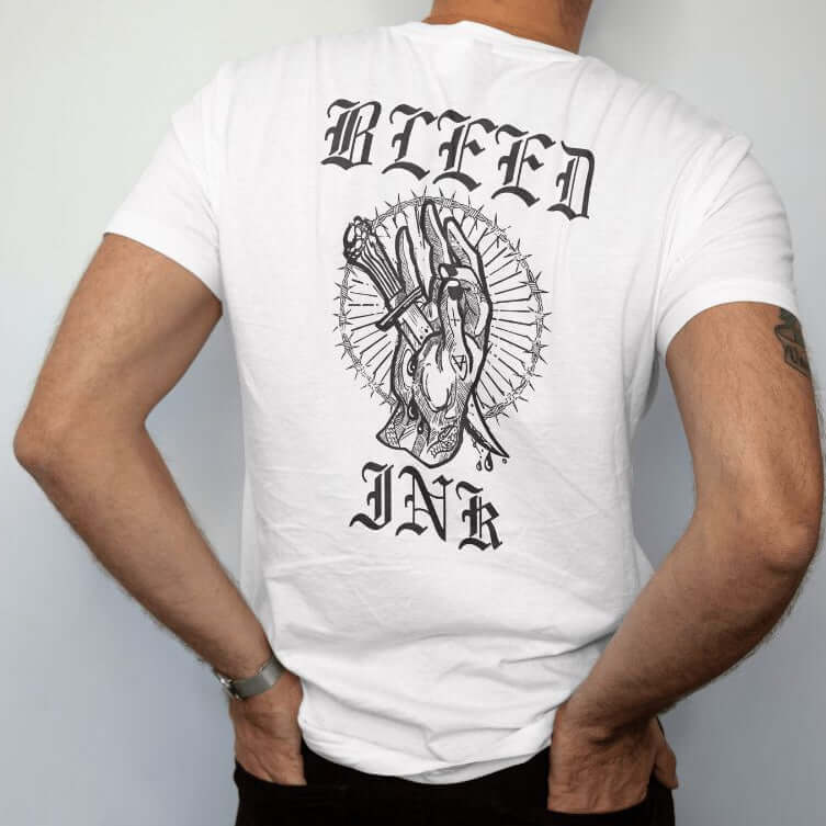 White tattoo inspired graphic tee