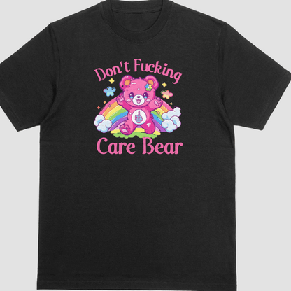 Front View Black Don't Fcking Care Bear T-Shirt