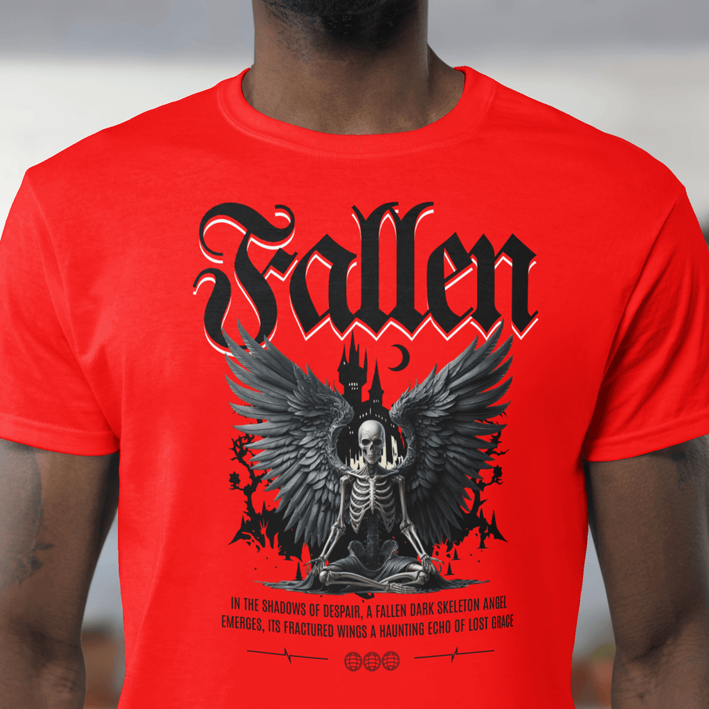 Close up - Red t-shirt Bold graphic t-shirt The Fallen