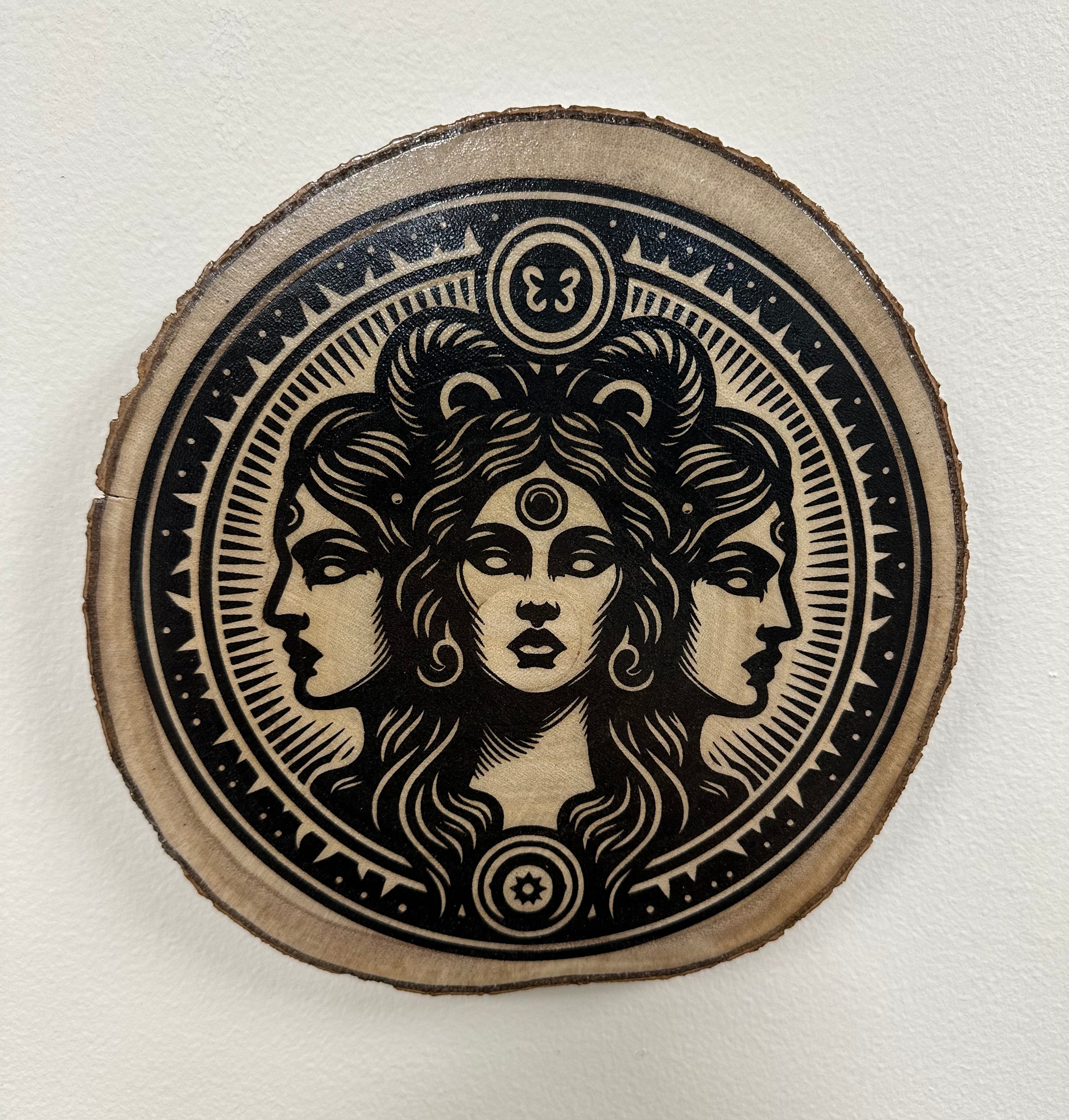 Close Up Close-up detail Hecate Greek coin home decor Laser Engraved