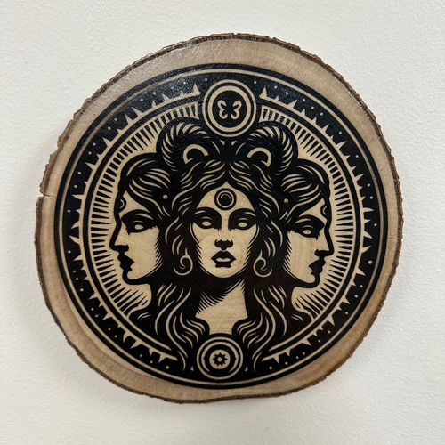 Close Up Close-up detail Hecate Greek coin home decor Laser Engraved