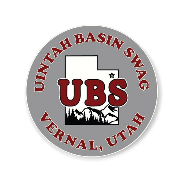 Maroon and Gray Logo UBS inside Utah shape