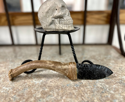 Antler Handle Obsidian Knife #2