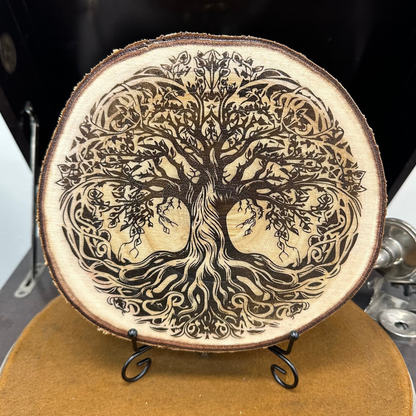 Front view on a stand Tree of Life Laser Engraved Wood Home Decor