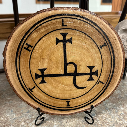 Front View on a stand Lilith Symbol Laser Engraved Home Decor