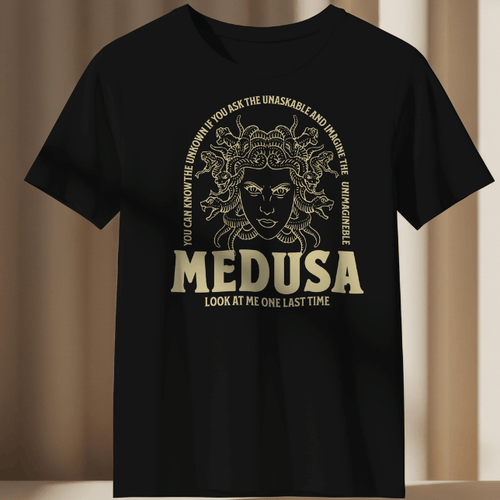 Front ViewBlack t-shirt 100 percent USA Cotton - Medusa 