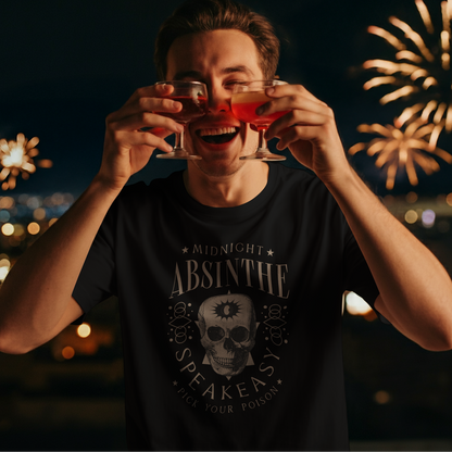 Person holding two glasses of red liquid with fireworks in the background