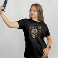 Front View Woman wearing Black Cotton T-Shirt Midnight Absinthe