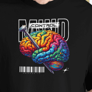 Close Up - Front View- Mind Control t-shirt - Black