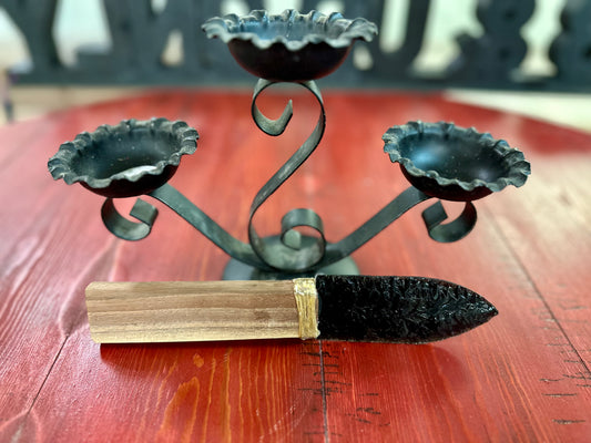 Wooden Handle (Cherry) Obsidian Knife