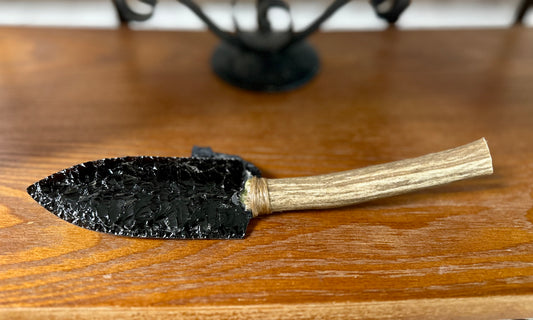 Antler Handle Obsidian Knife #3