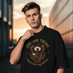 Man wearing a Black Rise and Thrive t-shirt