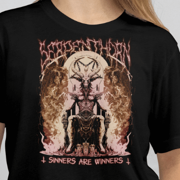 Close Up - Front View Black Serpenthorn T-Shirt