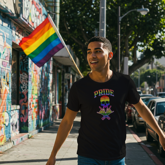 Pride Skull T-Shirt | Celebrate Boldly Fearless Hearts Tee
