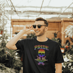 Lifestyle Front view Pride Skull t-shirt - Black Holy rebellion