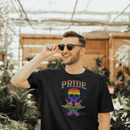 Pride Skull T-Shirt | Celebrate Boldly Fearless Hearts Tee
