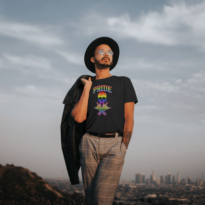 Pride Skull T-Shirt | Celebrate Boldly Fearless Hearts Tee