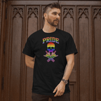 Lifestyle Front view Pride Skull t-shirt - Black  Neon Halo