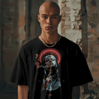 Lifestyle Black Smoking Nun graphic tee