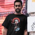 Lifestyle Front view  Black Smoking Nun graphic tee