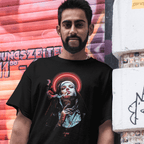 Lifestyle Front view  Black Smoking Nun graphic tee