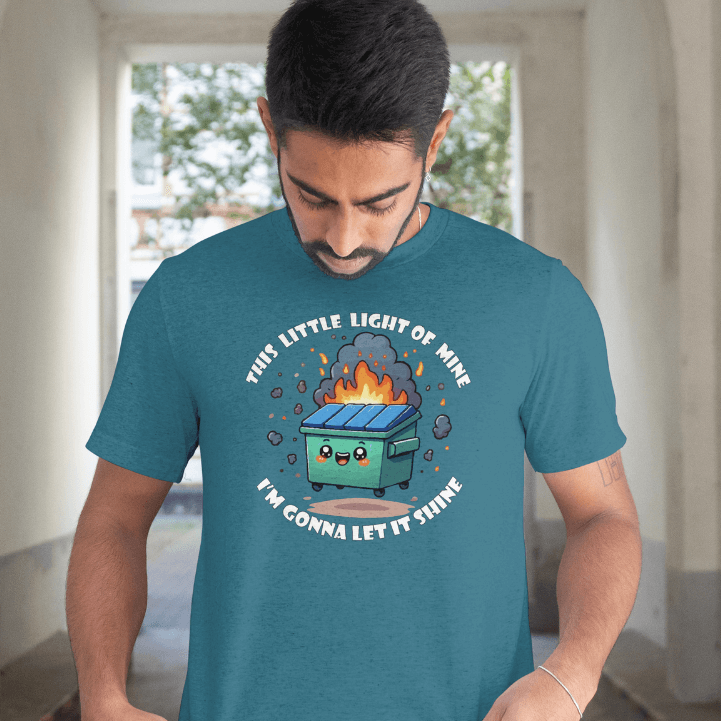 Front View  Blue funny chaos t-shirt This Little Light of Mine