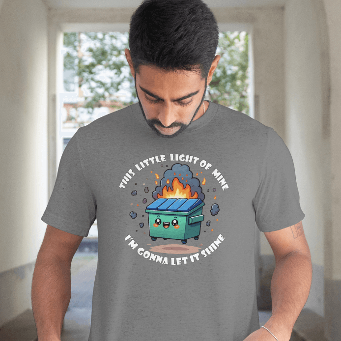 Front View  Gray funny chaos t-shirt This Little Light of Mine