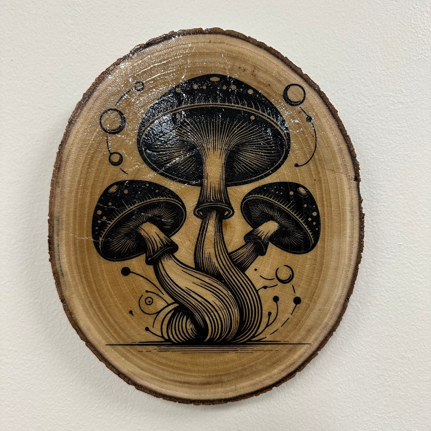 Close Up -laser engraved mushroom wall art