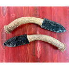 Twin Set Top View Twin Obsidian Knives Antler Handles