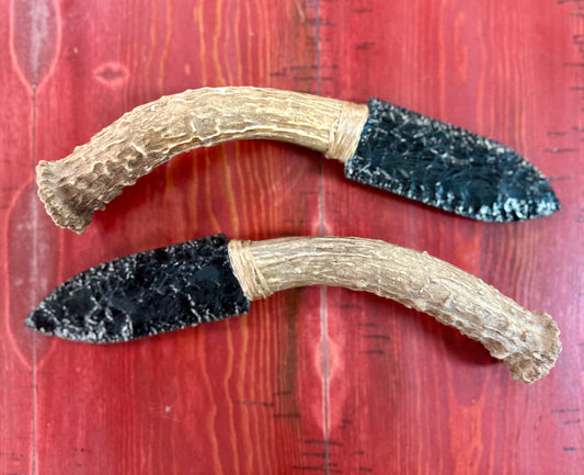 Antler Handle Obsidian Knife Twins