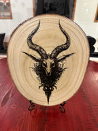 Close Up - Front View on a stand laser engraved wood wall art- Wendigo