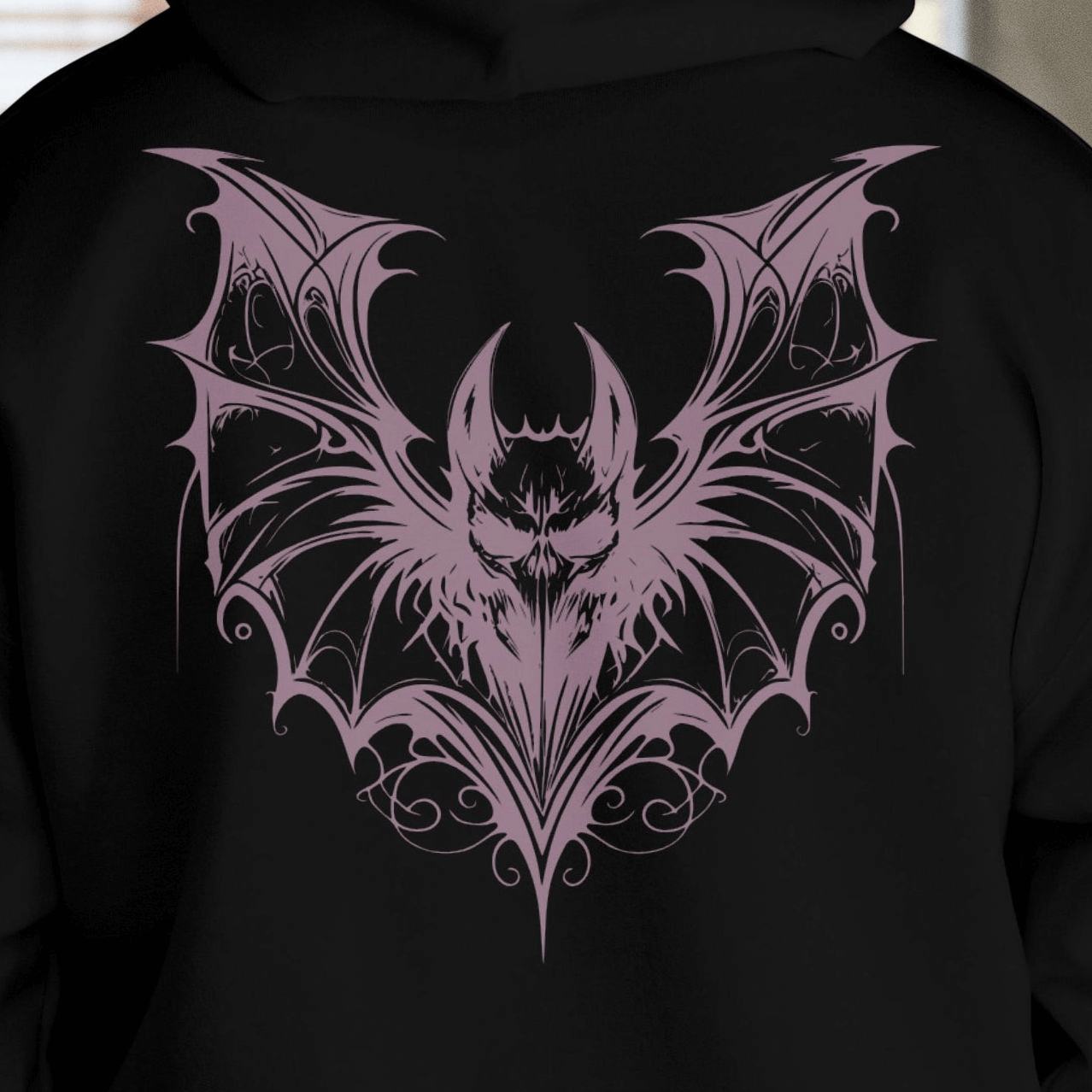 Close Up - Black heavyweight 13 oz. Hoodie with original design 