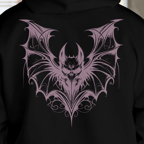 Close Up - Black heavyweight 13 oz. Hoodie with original design 